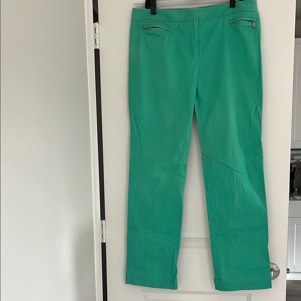 Lafayette 148 New York Green Straight-Leg Pants